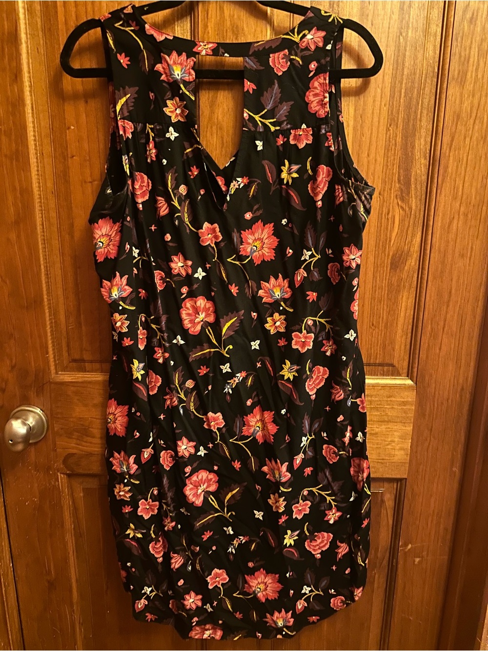 Old Navy Black Dress with Pink and Yellow Floral Print